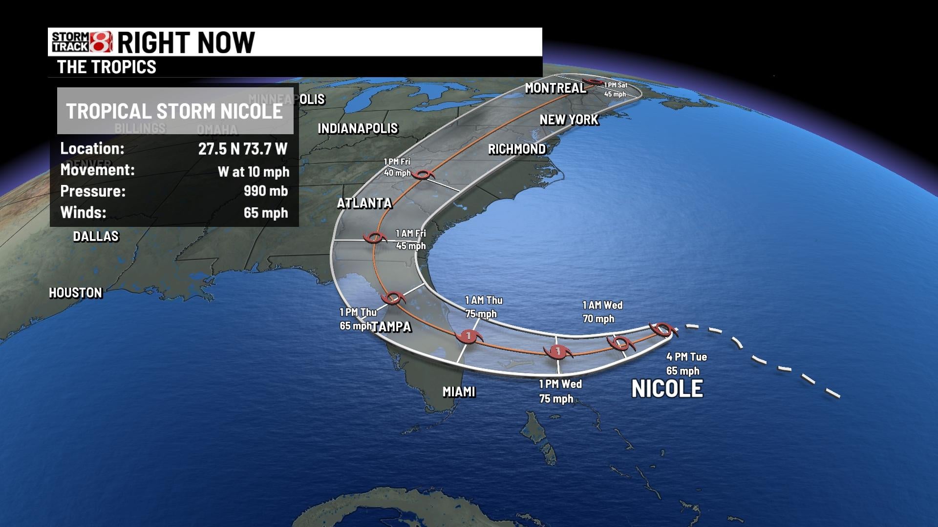 Tropical Storm Nicole heads toward Florida - Indianapolis News ...