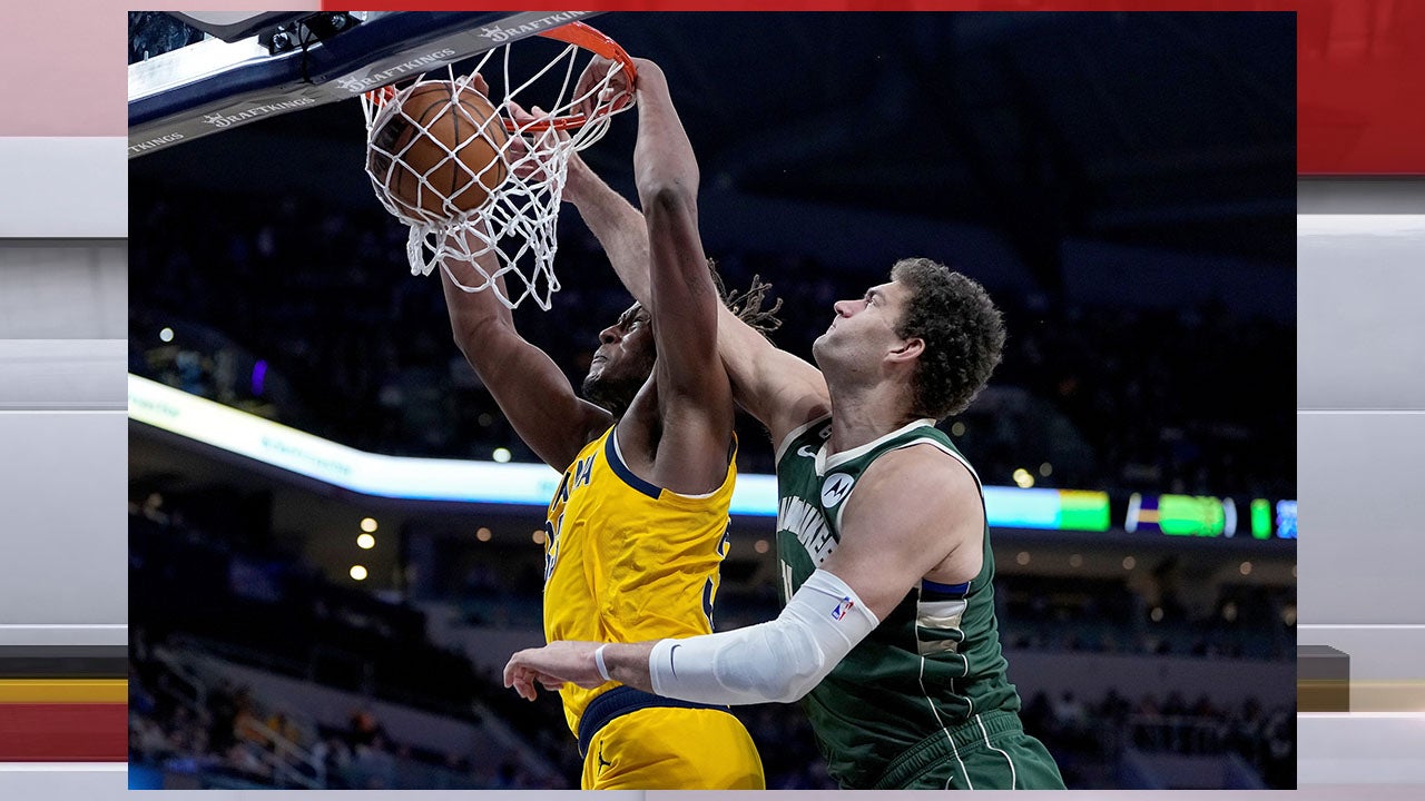 Bennedict Mathurin of the Indiana Pacers dunks the ball during the News  Photo - Getty Images