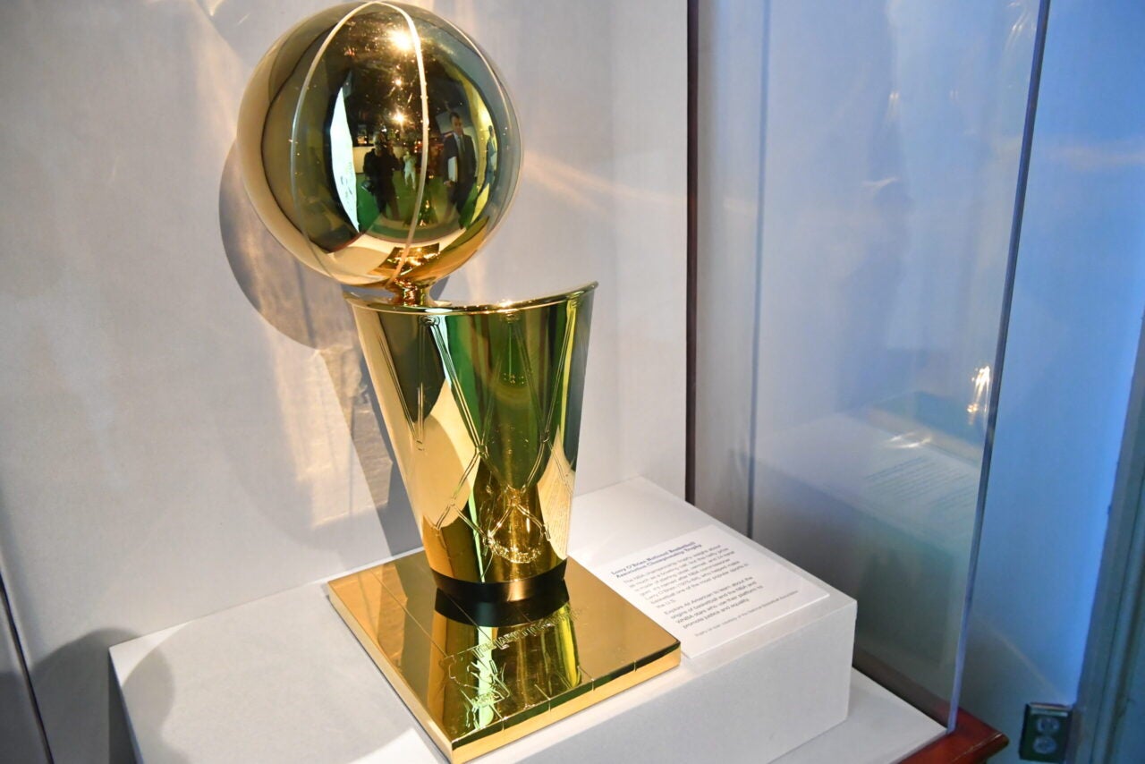 The Larry O'Brien NBA Championship Trophy at IndyCar Series Legends Day at  Indianapolis Motor Speedway.