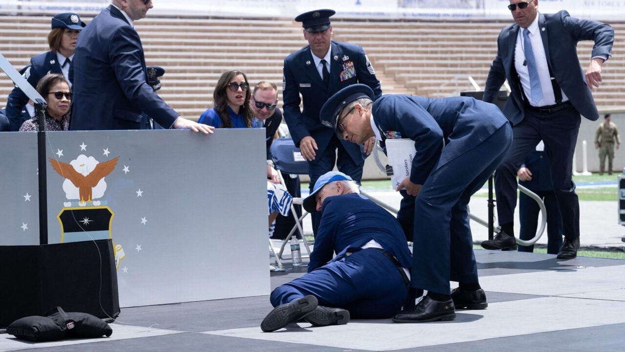 White House: Biden fine after tripping on sandbag at Air Force Academy