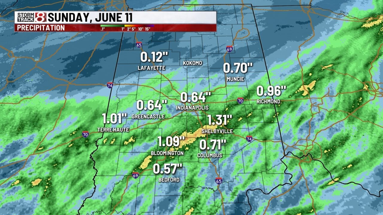 Rainfall totals for Sunday, June 11 - Indianapolis News | Indiana ...