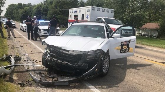 Police pursuit ends in head-on collision with Indiana state trooper in Henry County