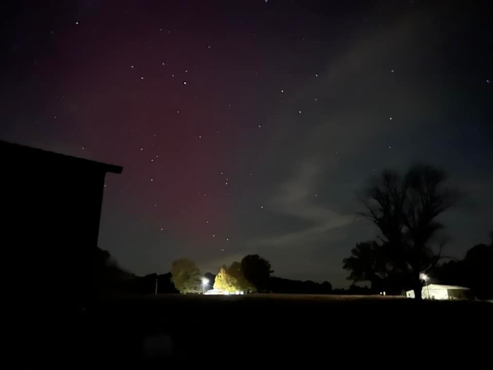 The northern lights were visible near Cass, Indiana, on Sunday night. (Provided Photo/Travis Collins)