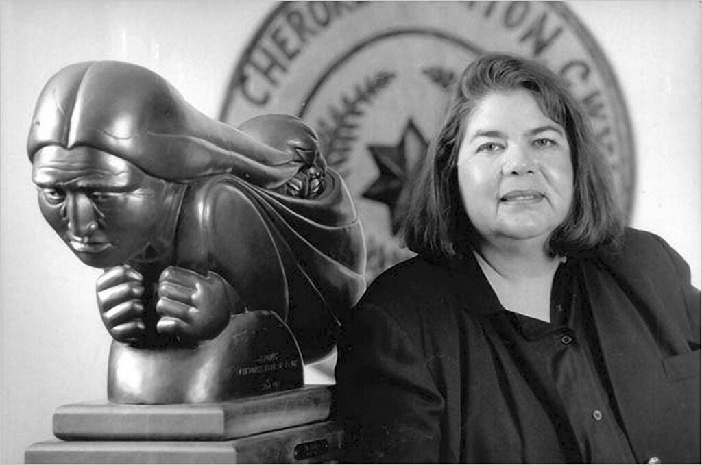 FILE - Wilma Mankiller, who was chief of the Cherokee from 1985 to 1995, put much of her focus on education, health and housing. Toy maker Mattel is honoring the late legendary Cherokee leader with a Barbie doll as part of its "Inspiring Women" series.