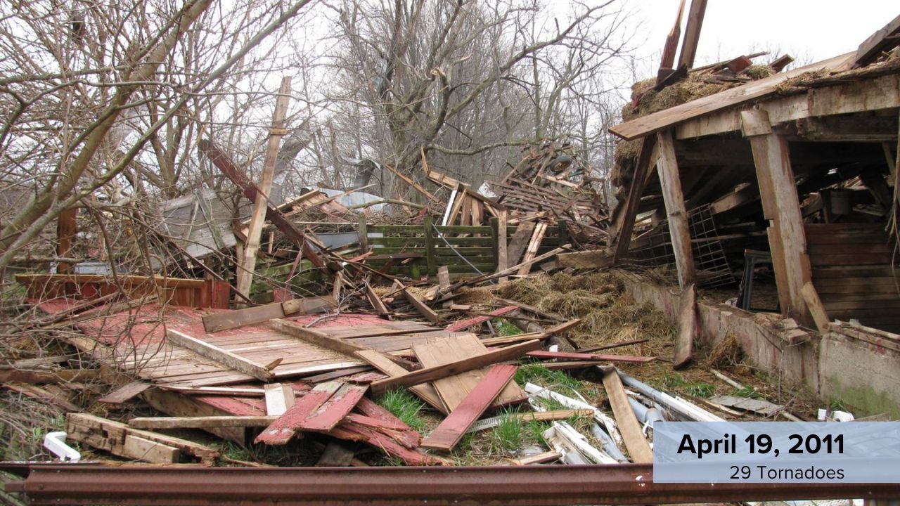 A total of 29 tornadoes touched down across the state of Indiana this day.
