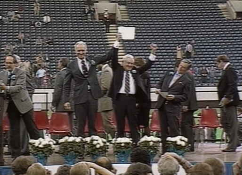Indianapolis Mayor Hudnut held a press conference on March 29, 1984 to announce the agreement between the city and the Colts.