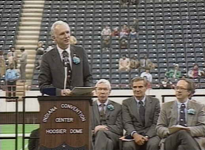 Indianapolis Mayor Hudnut held a press conference on March 29, 1984 to announce the agreement between the city and the Colts.