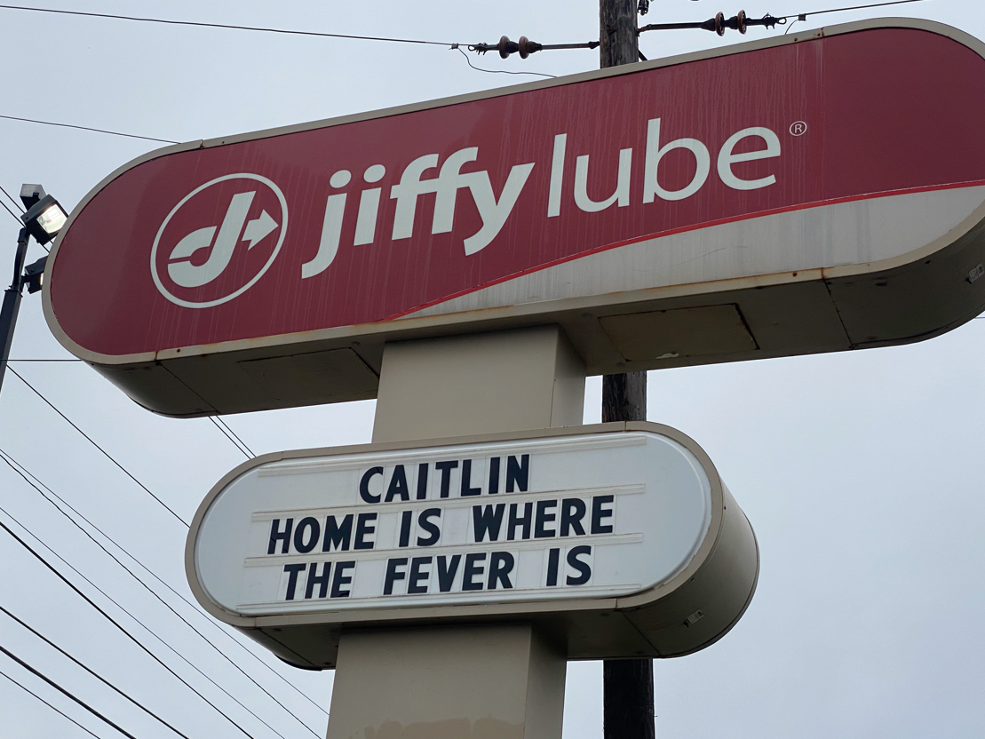 Local Jiffy Lube of Indiana locations have changed their signs to welcome Caitlin Clark to Indianapolis. 