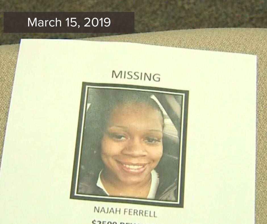 Najah Ferrell was last seen leaving her home near Dan Jones Road and County Road 100 South around 3 a.m. on March 15, 2019.