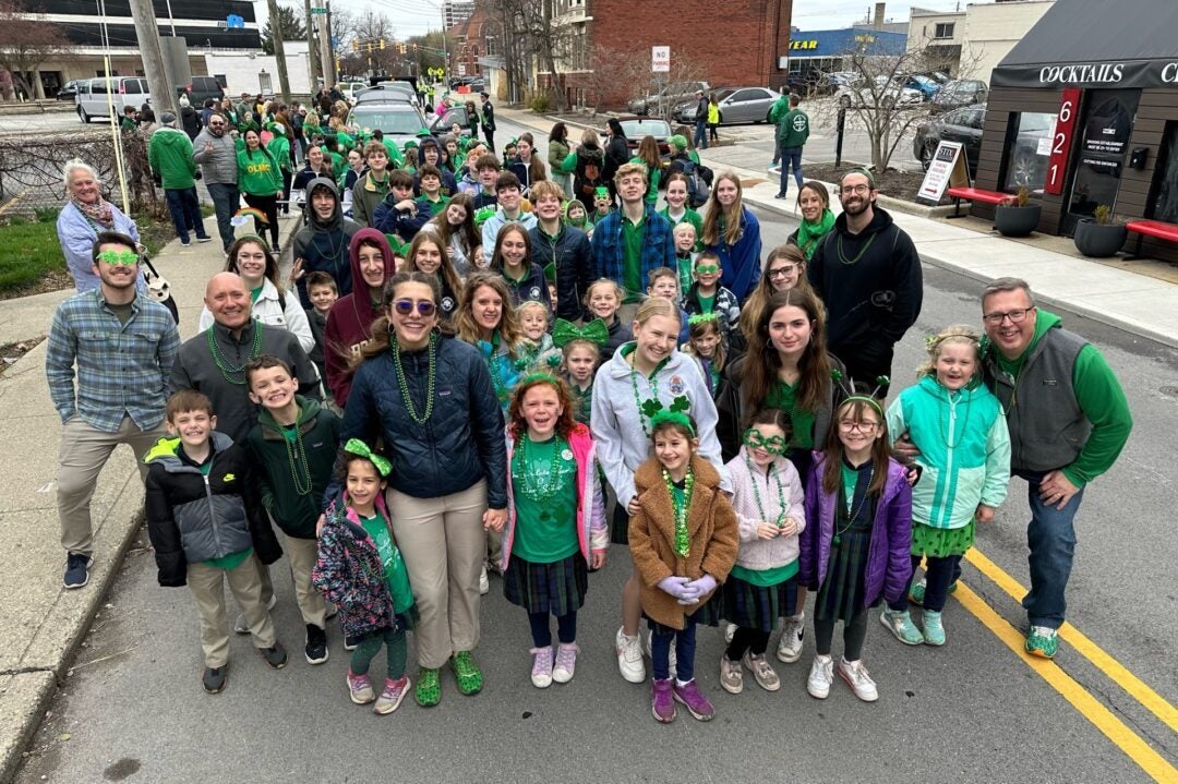 No one is more enthusiastic about parades than kids. This great group got to enjoy some free candy from Daybreak's Hanna Mordoh and Jeremy Jenkins during the annual St. Patrick's Day Parade in downtown Indianapolis on March 15, 2024. (WISH Photo/Hanna Mordoh)