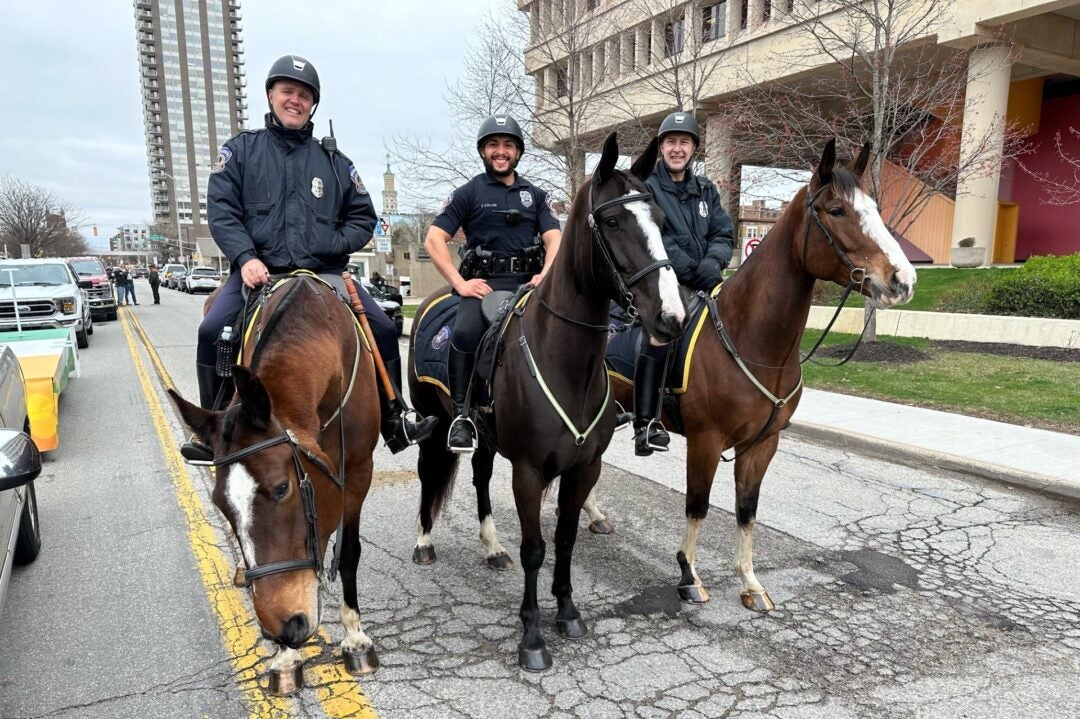 St. Patrick's Day is for everyone, even the police! Three members of IMPD's Mounted Patrol Unit were a part of the annual St. Patrick's Day Parade in downtown Indianapolis on March 15, 2024. (WISH Photo/Hanna Mordoh)